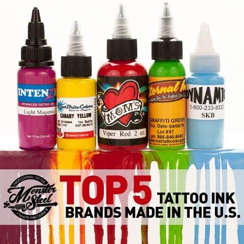 MonsterSteel's tweet photo. 5 Tattoo Ink Brands #MadeIntheUSA - @intenzeink, #EternalInk, #DynamicInks, #MillenniumMoms & #StartBriteInk https://t.co/IGgJRpnMjD https://t.co/H436I9Nk00