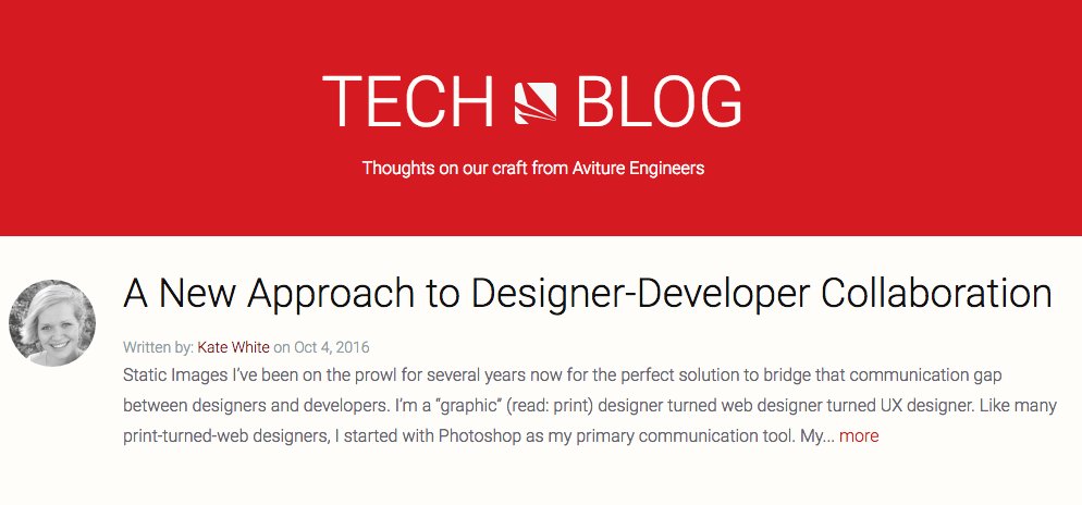 GarageByAviture's tweet photo. Fresh off the presses, read @k8whiiite on "A New Approach to Designer-Developer Collaboration" https://t.co/JqY3AjZBg0 @Aviture Blog #zeplin https://t.co/J5j2jUecL7