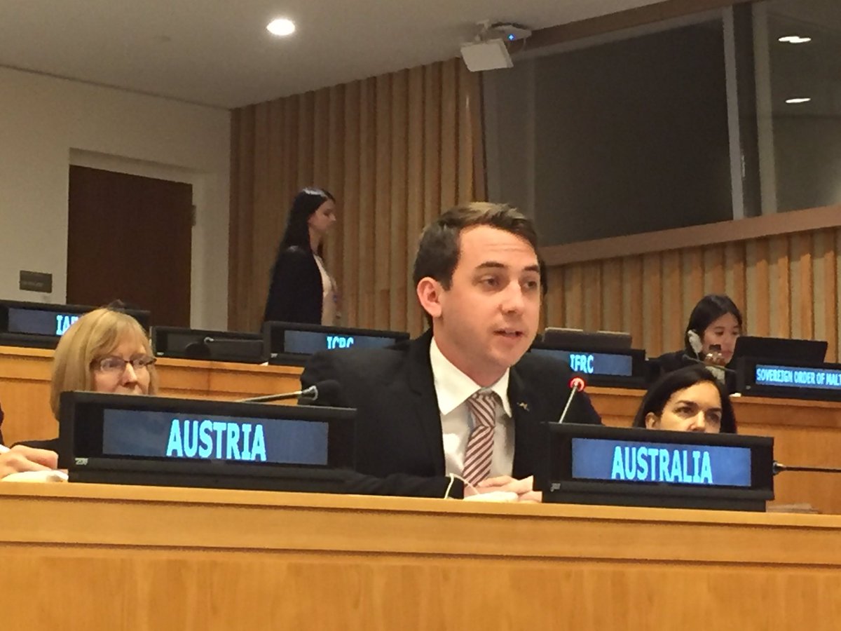 Thrilled to hear Aus #UN youth rep <a href="/chriseigeland/">Chris Eigeland</a> speak today on #SDGs &amp; #youth employment pathways. Statement: unny.mission.gov.au/files/unny/161…