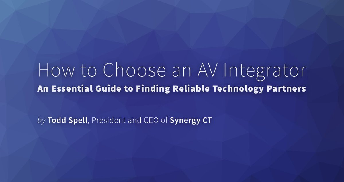 Synergy_CT's tweet photo. Check out our latest blog post! "How to Choose an #AV Integrator" https://t.co/5libvPmgQ8 —by @toddspell1, Synergy CT's president &amp; CEO https://t.co/V2vjsy3N36