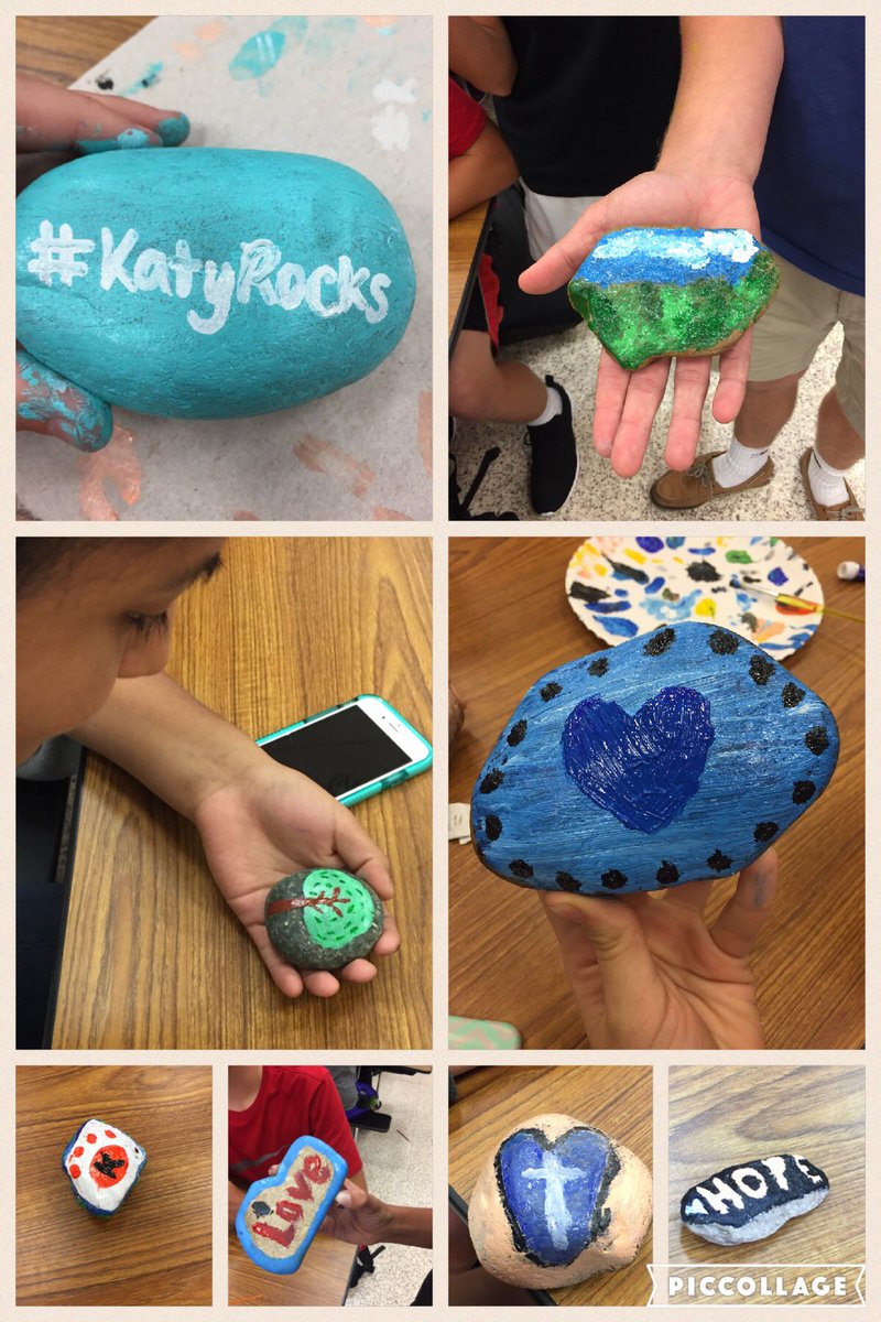 _Amanda_Conroy_'s tweet photo. National Junior Honor Society painting rocks for #katyrocks #kjhpride 🎨@AshleyPearson01 https://t.co/8vtVGD3m8R