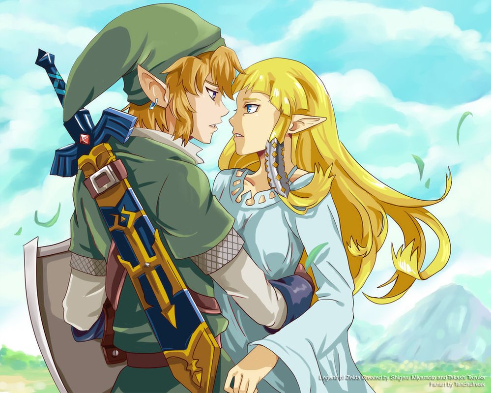 Link and Zelda in love.