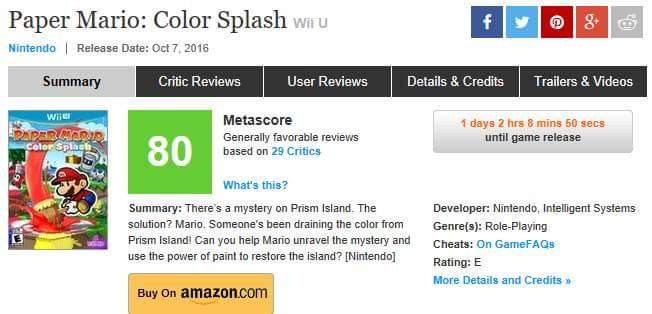 CANALDIGPLAY's tweet photo. #PaperMarioColorSplash está com média 80no Metacritic e foi avaliado por 30 mídias especializadas
#WiiU #CanalDigplay https://t.co/ZbAc8ba2xo