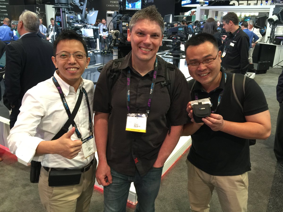 IndieCinemaAcad's tweet photo. Great to catch up w/ our friends Aeron and Frost from Asenstek @NABShow 2016. Amazing spectrometer! #cinematography #filmmaking https://t.co/lZXkS7llie