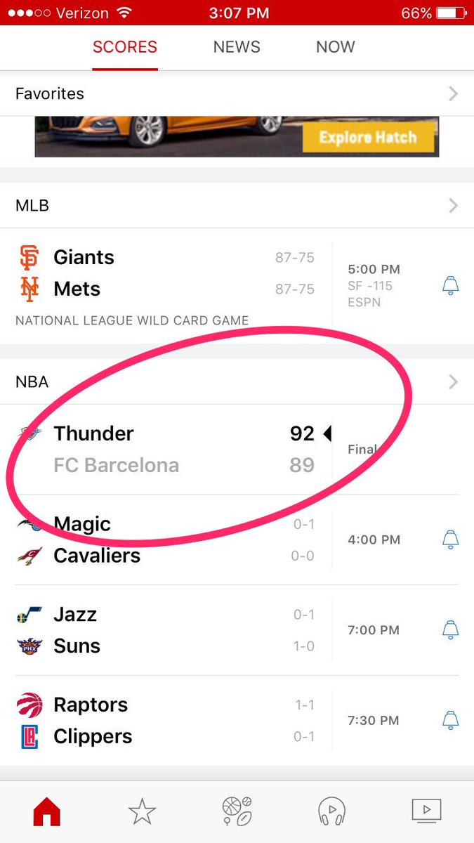 binods777's tweet photo. Thunder beat the shit out of FC Barcelona lol #ESPN #Error #ThunderBasketball #FCBarcelona #TrueScreenShot https://t.co/CQLxuraPWN