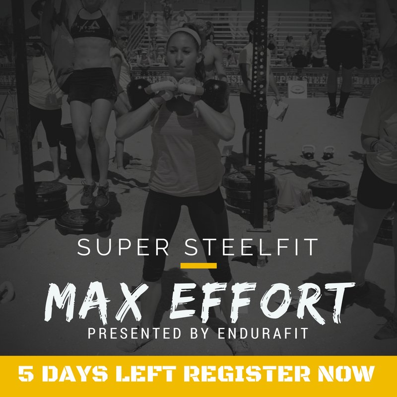 SuperSteelFit's tweet photo. ONLY 5 DAYS AWAY REGISTER NOW

Super SteelFit Max Effort has competitors from all over the world.

Register Now: 
https://t.co/QPPOq5oVjS https://t.co/dmkfnZdRtJ
