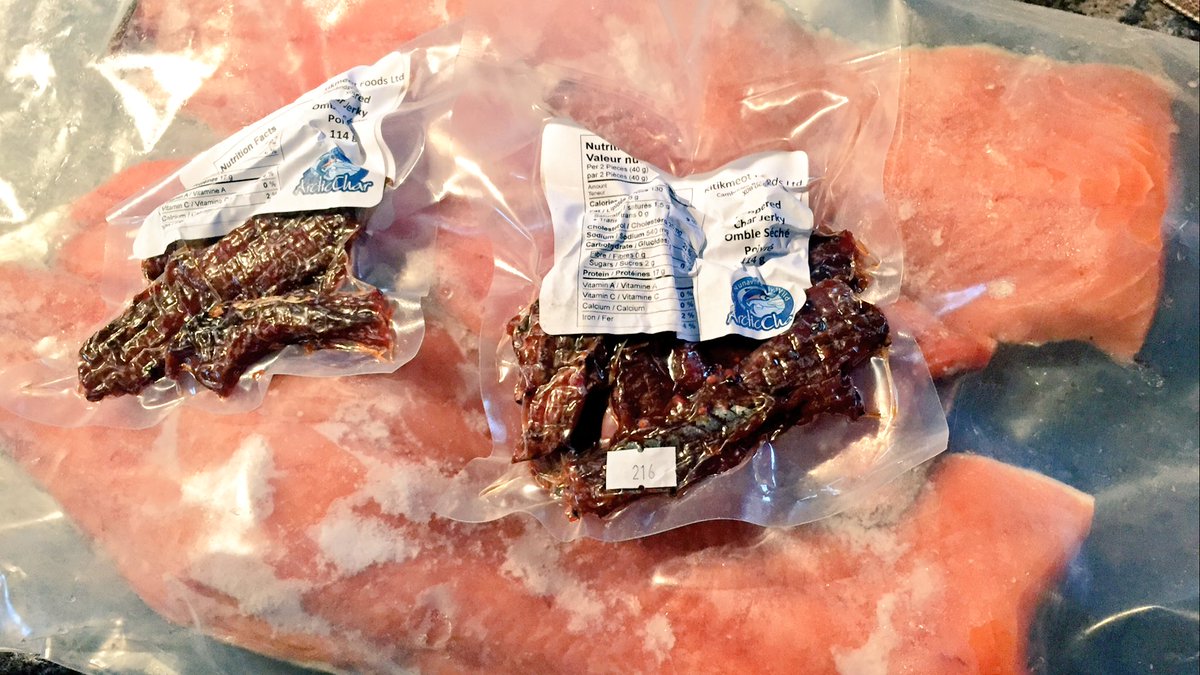 BlitzkreigYK's tweet photo. .@northof78 brought me gifts from Cambridge Bay. You ROCK Poppa Danno. #thanksgiving #gonnatastesogood #arcticchar #charjerky https://t.co/x7V5YdOQov