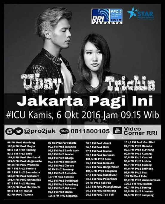 semangat pagi,jangan lupa jam 09.15 WIB bakal relay di Pro 2 RRI seluruh Indonesia. so stay tune ya guys 😊
#uturnubay 
#NUMBERONEGIRL