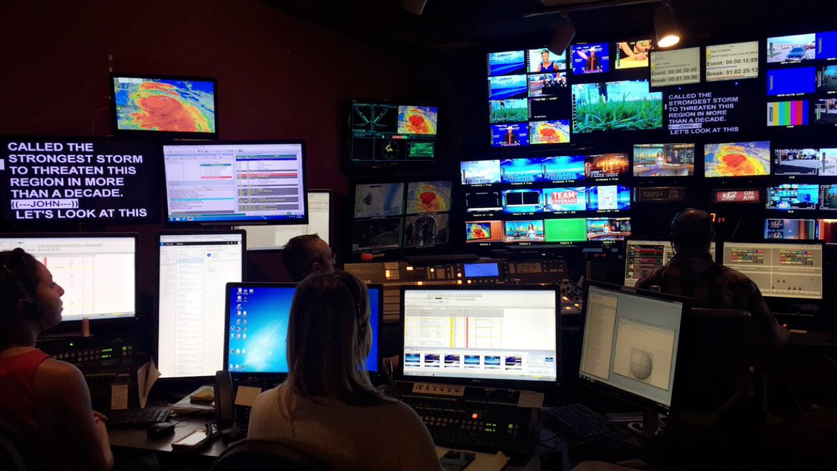 jillianbrynne's tweet image. A look at the magic behind the scenes @CBS12 bringing you 24/7 storm coverage #HurricaneMatthew
