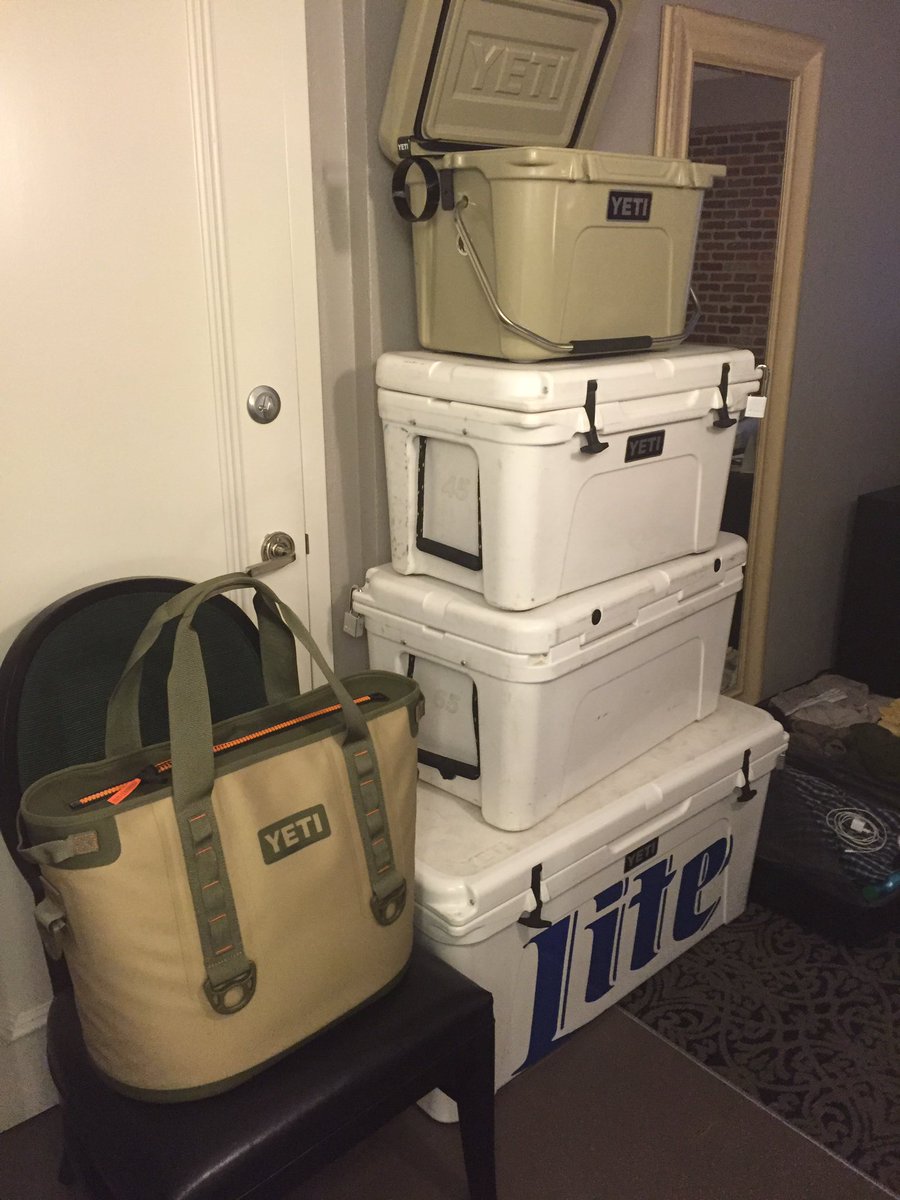 traethrower's tweet photo. @tylert11 hopefully these will be full of fish by Sunday afternoon!  I know they will have less Miller Lite in them. 
#yeti #MillerTime https://t.co/LUgNlNMTO4