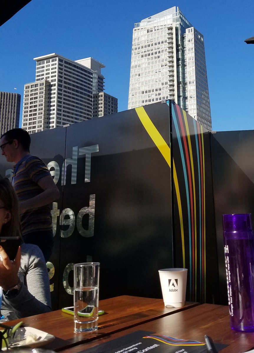 susanthayer's tweet photo. Thanks @Adobe for the charging station and refreshing iced tea with a view. #adobesigncontest #DF16 https://t.co/mYqZM1GGKy