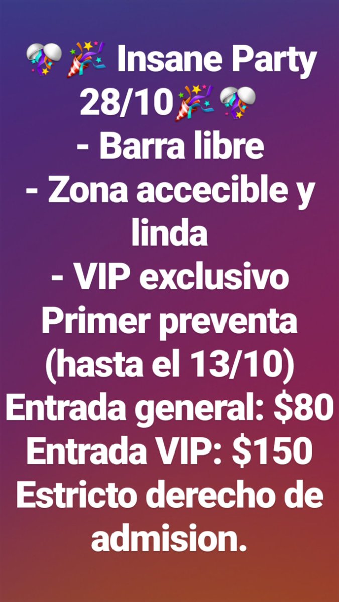 Dieguii14's tweet photo. Pidanles sus entradas a @InsanePartyArg daleee que esto explota gentee o hablenme al wpp 1530893480 https://t.co/SMZhfWsl7l