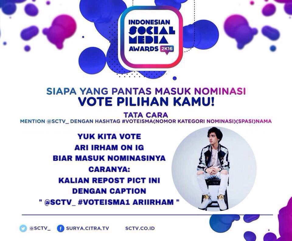 arhamnatictng's tweet photo. @ariirham2 @SCTV_ #VOTEISMA1 ARIIRHAM https://t.co/jkJS3TY3YF