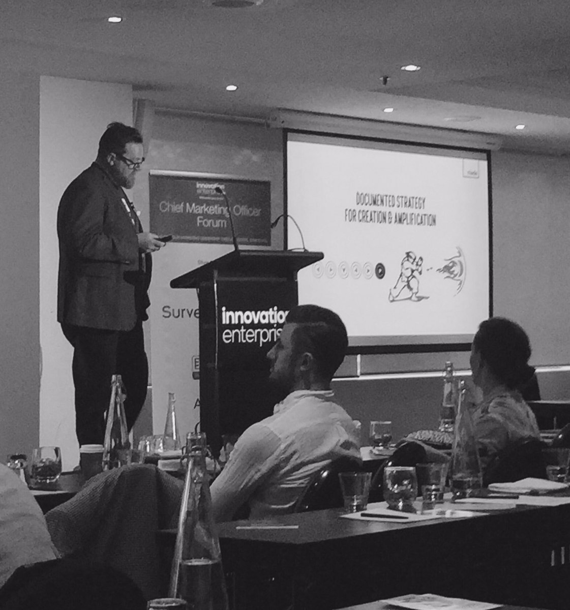 Nat_Sutton's tweet photo. @made_by_Simon: Don't interrupt what they're interested in, BE what they're interested in #CMOSydney #contentmarketing https://t.co/39f0x7KSQG