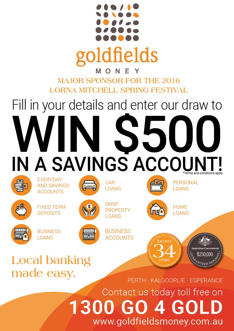 GoldfieldsMoney's tweet photo. Win with Goldfields Money @GoldfieldsMoney at the Spring Festival. https://t.co/DkB7MxfeFT