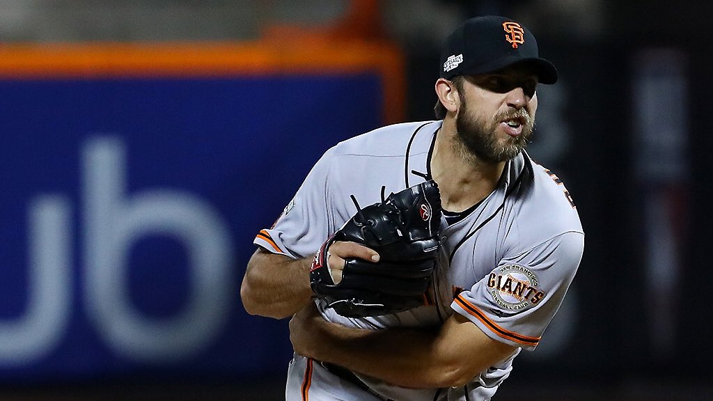 SFGiants's tweet photo. 21 consecutive scoreless innings for Mr. Bumgarner in the #postseason 🔥

#BeliEVEN | #SFGiants https://t.co/EB9HhMRg8i