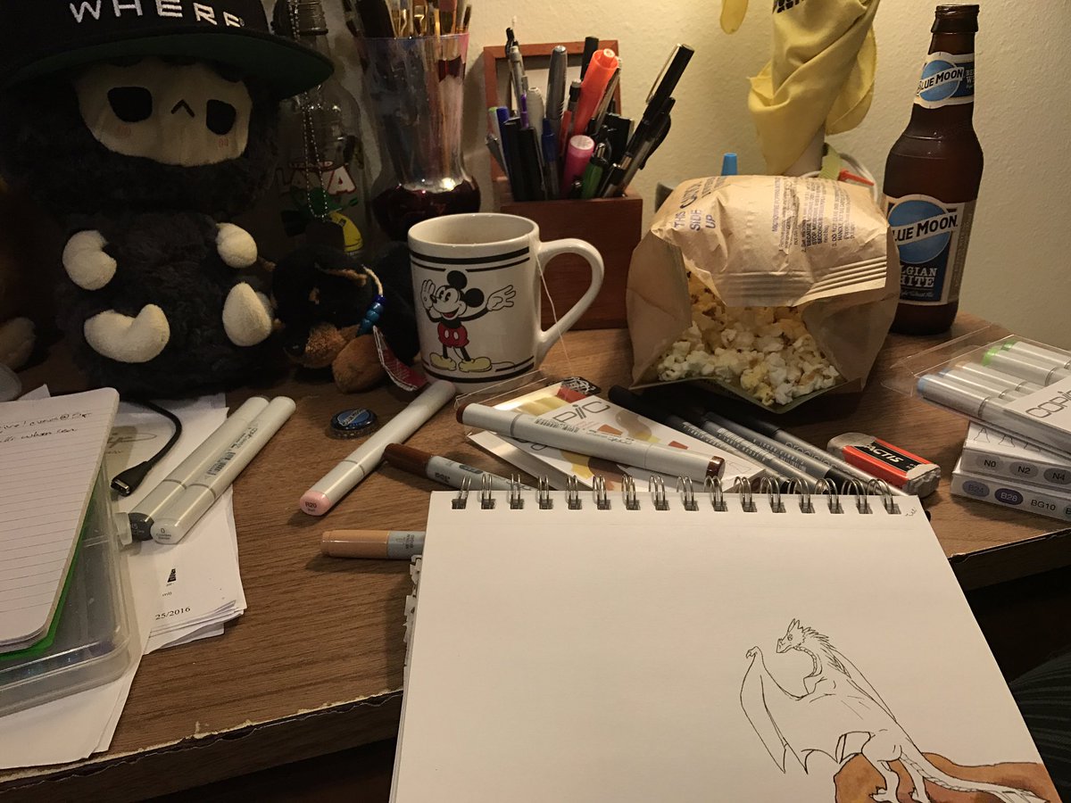 dogsbodied's tweet photo. My current workspace. #inktober https://t.co/IIglGbbCVy