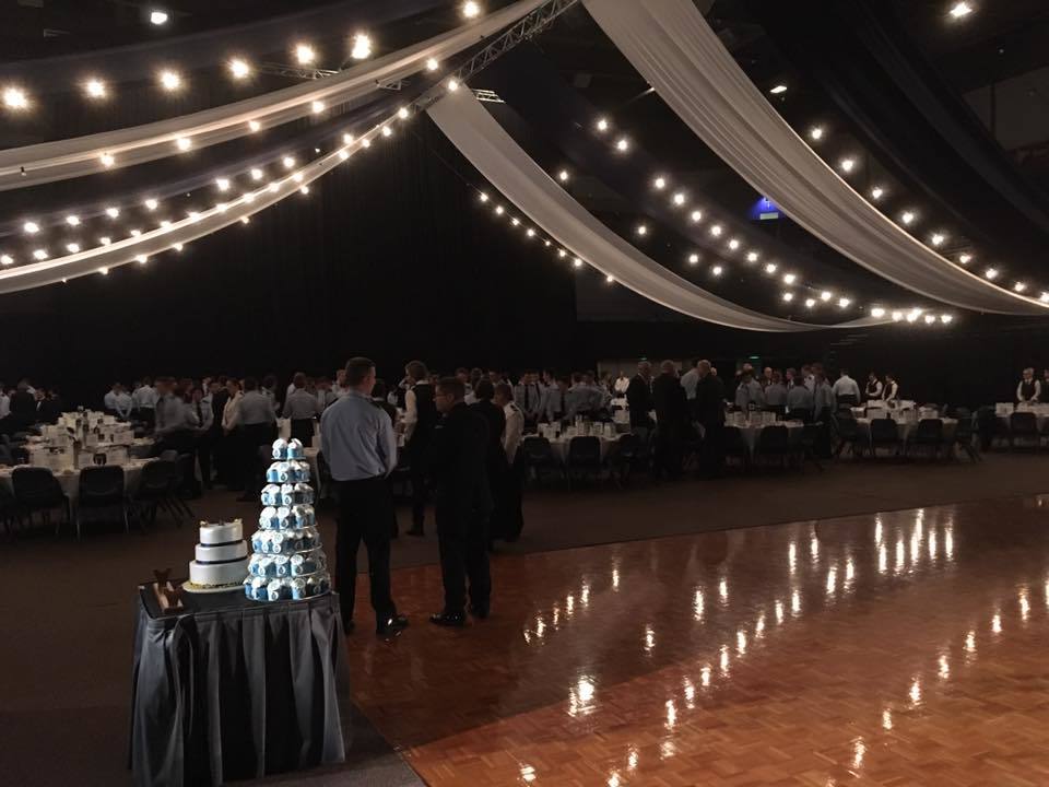 AirForceCadets's tweet photo. Dinner at @Ausport Arena for 250+ Cadets, Staff and VIPs. Race was on to collect signatures from top Brass. Did you #getThemAll? #75years https://t.co/zCVR4BG4M4