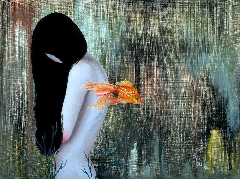 "Girl Keeper"
Oil on Trekell by Chinese American #artist Mandy Cao 
#painting