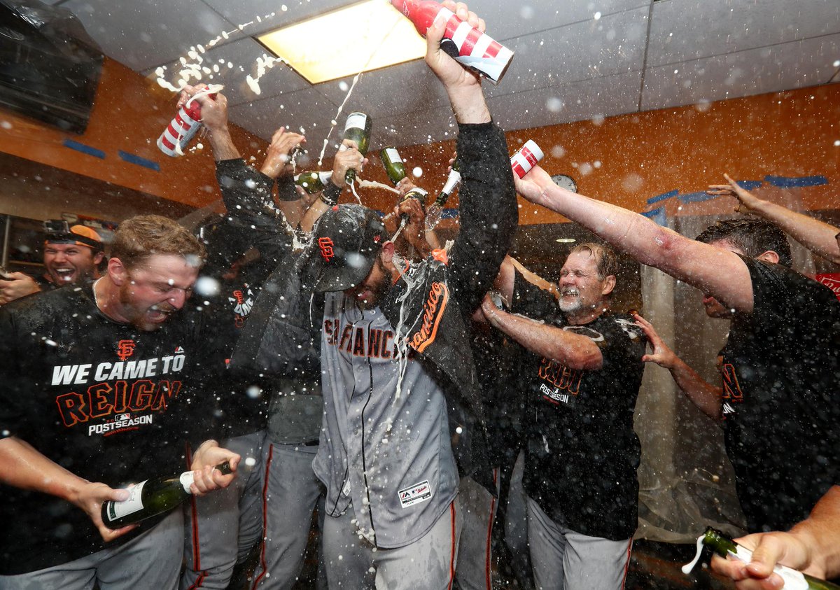SportsCenter's tweet photo. The only way to cool down Madison Bumgarner after a 🔥🔥🔥🔥 performance. https://t.co/XSnEMYSh72