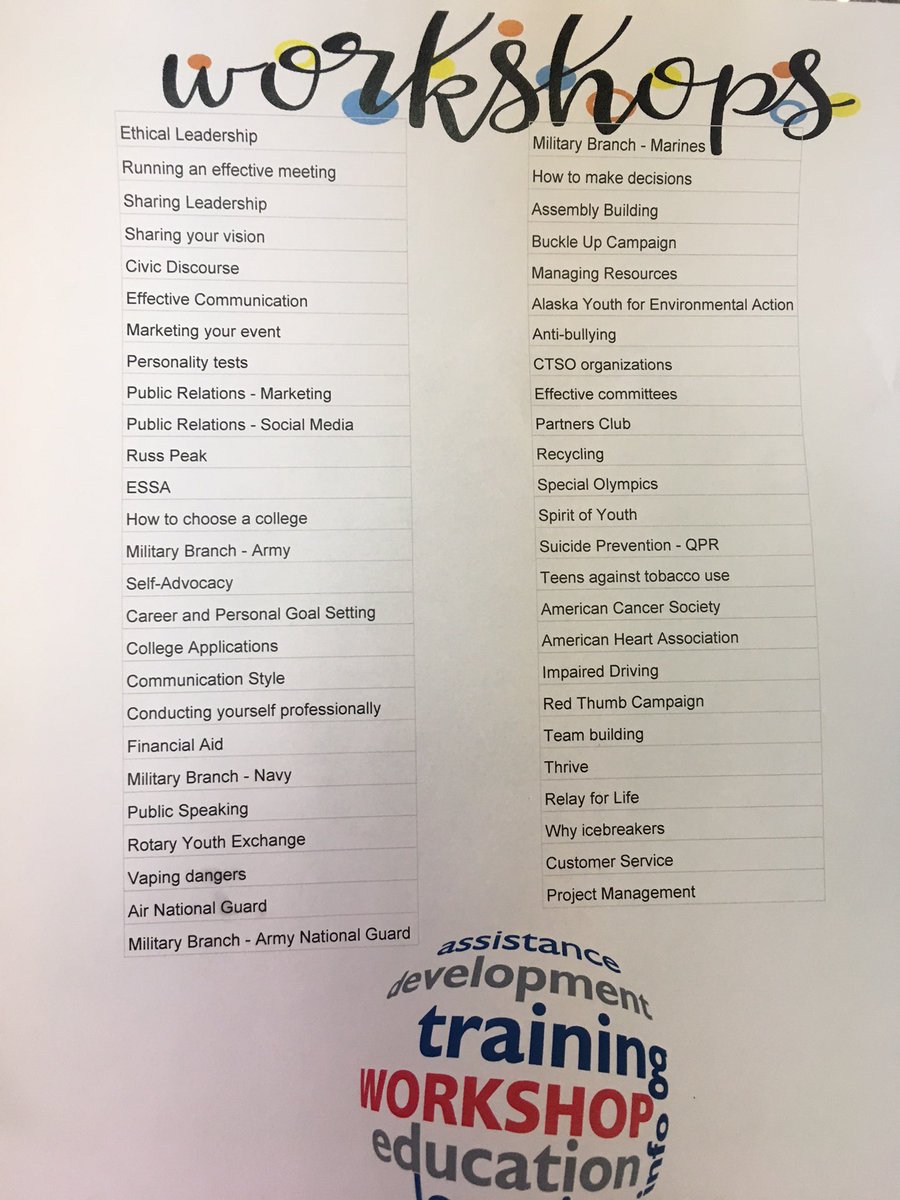 aasgfan's tweet photo. Here's the list of workshops available! You'll be able to sign up for the ones you want next THURSDAY during registration #leadthedream https://t.co/d9w1K8OcYy
