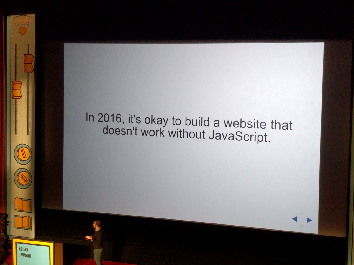LocalSourceNL's tweet image. No! Just because bigger companies have websites that don't work without js or css, doesn't mean you should do it too #fronteers #a11y