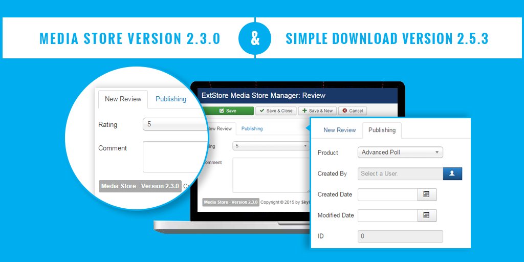 ExtStore's tweet image. Media Store 2.3.0 & Simple Download 2.5.3 Released on ExtStore.
CHECK THEM OUT AT: bit.ly/2dgOMm4
#joomlaextensions #ecommerce