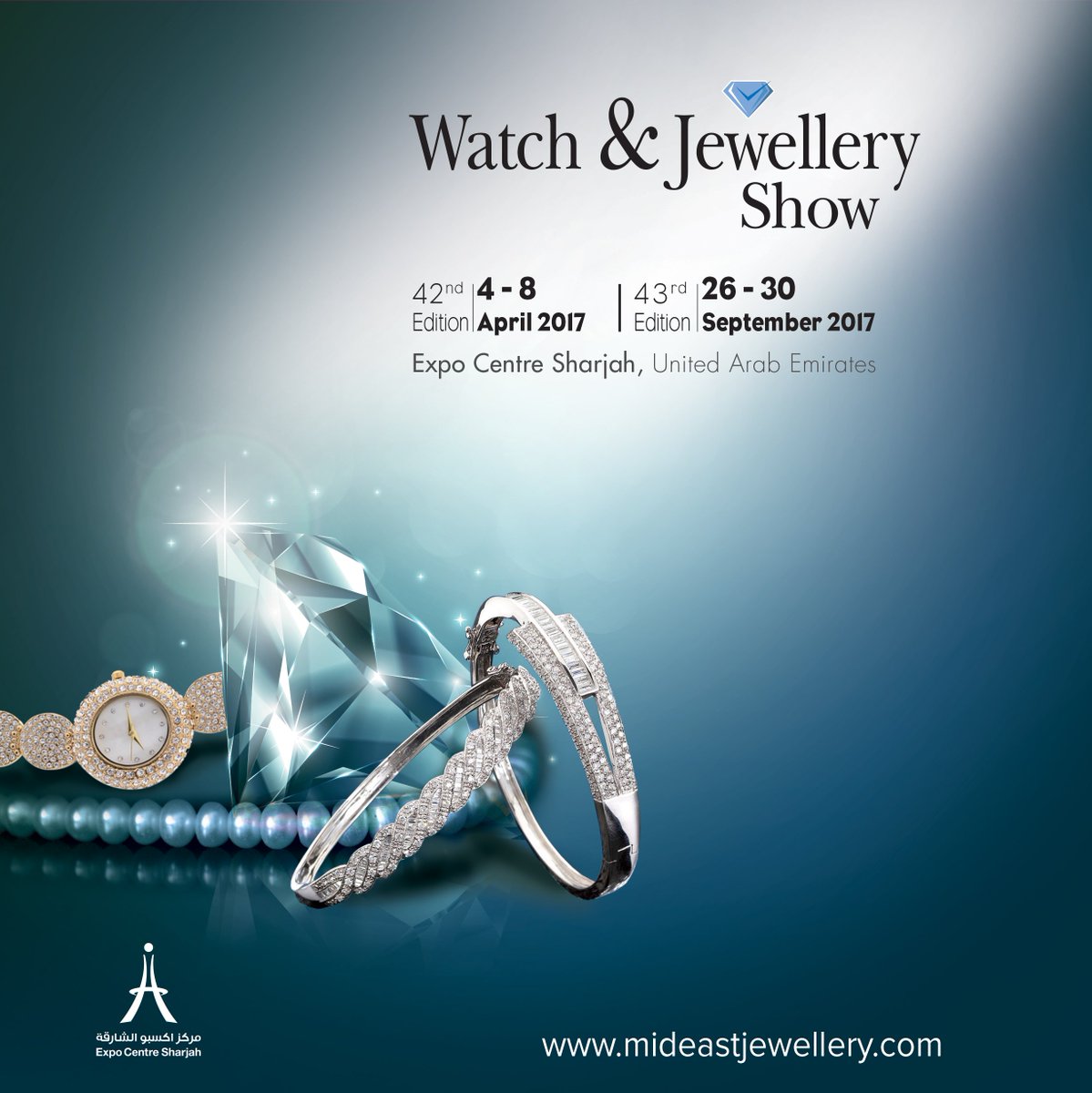 ExpoCentreShj's tweet photo. Dates announced for the 42 edition of @MEWatchNJewelry from 4-8 April 2017 at Expo Centre Sharjah.
#WJ42 #jewellery #watches #UAE #sharjah https://t.co/EMakBPTpbh