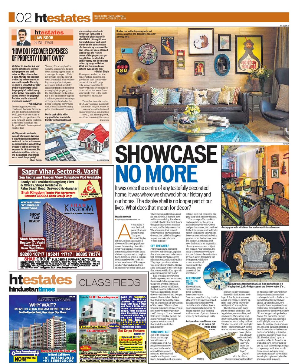 psdesignmumbai's tweet photo. Showcase no more! Thank you @htTweets #htestates for this wonderful feature! #changingtrends #interior #decor #psdesignmumbai https://t.co/SbuUBWAsaw