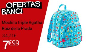 Oferta Bang! Jueves 06/10: Mochila grande triple Agatha Ruiz de la Prada bicicletas por sólo 7,99 € ow.ly/YXXMu