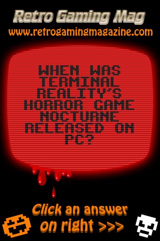 RetroGamingQuiz's tweet photo. Q6 When was Terminal Reality's horror game Nocturne released on PC?
Click answer to play #halloween #retro #quiz
https://t.co/xqTkInDUG5 https://t.co/yw2jIlwXnS