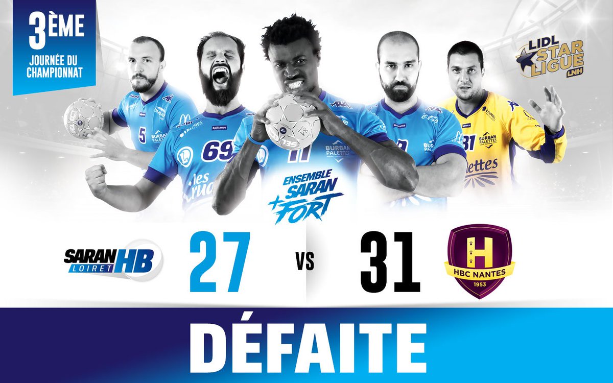 LesSeptors's tweet photo. Le @Saran_Loiret_HB s'est incliné hier soir au Palais des sports d'Orléans face au @HBCNantes sur le score de 27-31. https://t.co/Y6YBnz1ZC5