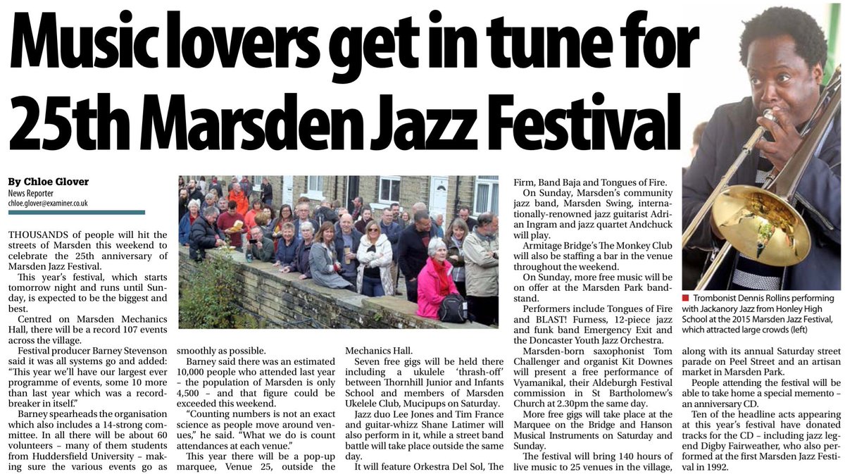 JasonMcCartney's tweet image. Looking forward to seeing some of the record 107 events at the 25th Anniversay @MarsdenJazz Festival this weekend @MarsdenHub