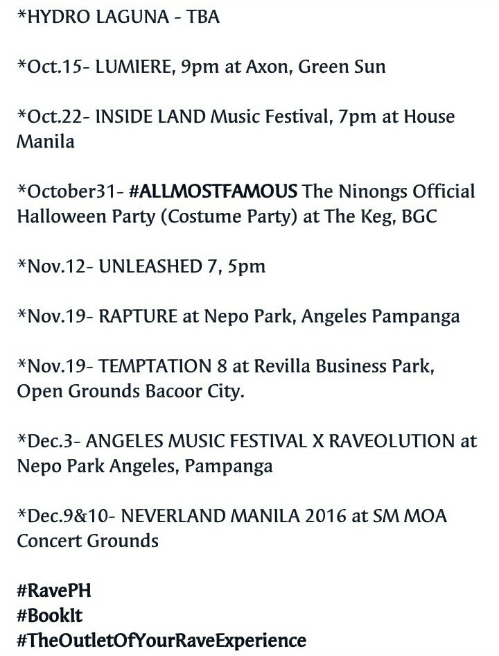 UPCOMING EVENTS!!!. ❤ #RavePH #BookIt