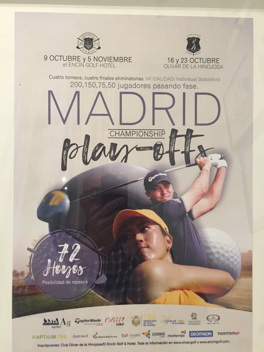 GuilleBajoPar's tweet image. Solo quedan 20 plazas para la primera prueba de los @PlayoffMadrid ya hay 180 inscritos Solo faltas tú en @EncinGolf. Apúntate!!!!!!!