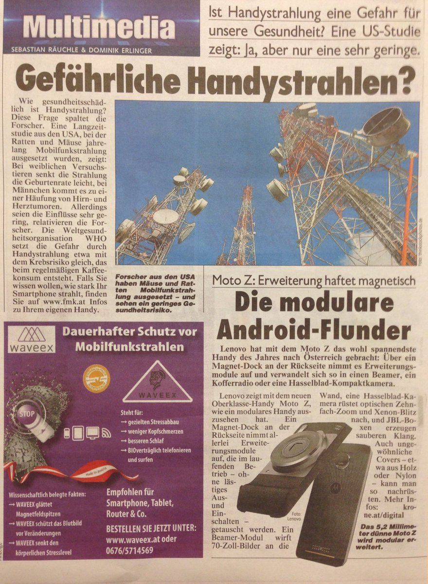 Heute in der Krone, Bereich Multimedia! #Kronenzeitung #Multimedia #Handy #Handystrahlen #Schutz #Gesundheit #Waveex