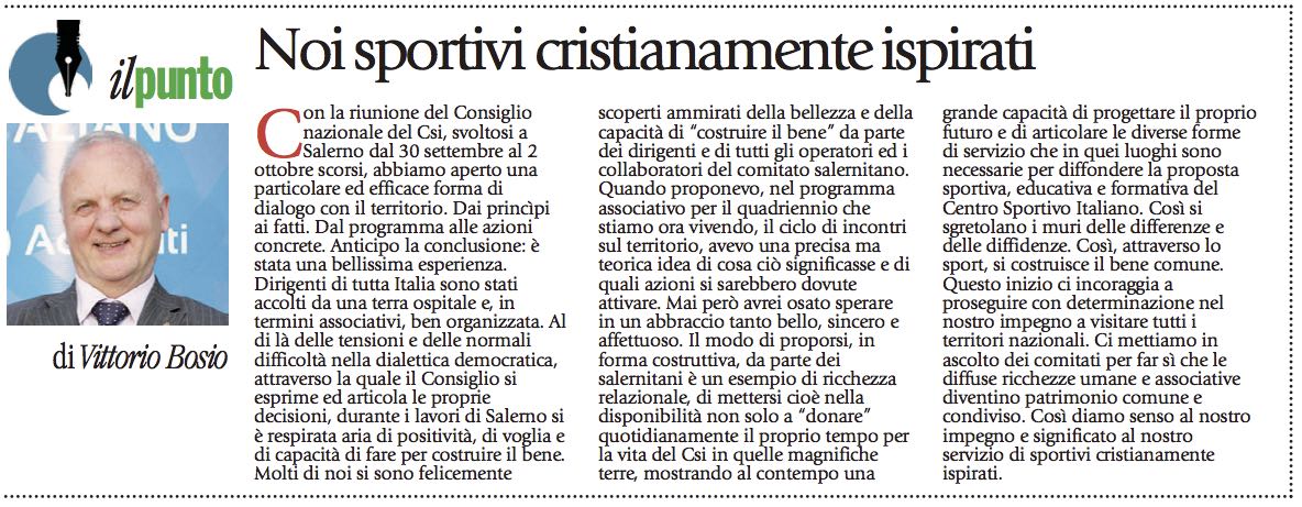 "Noi sportivi cristianamente ispirati" #IlPunto del presidente <a href="/ViBosCsi/">Vittorio Bosio</a> su #Avvenire di oggi csi-net.it/index.php?acti…