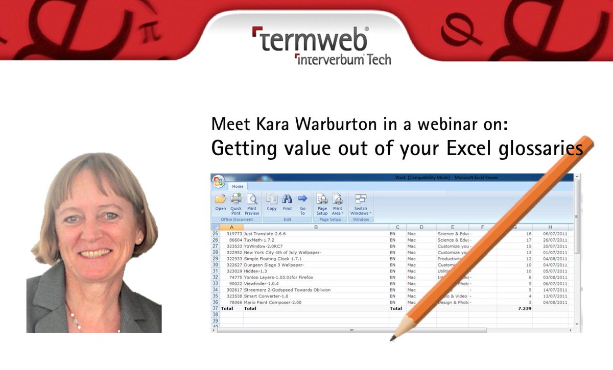 TermWeb's tweet photo. Webinar today: Getting value out of your Excel glossaries. Learn more and register at https://t.co/llbUohriPQ https://t.co/wiRBbu3cby