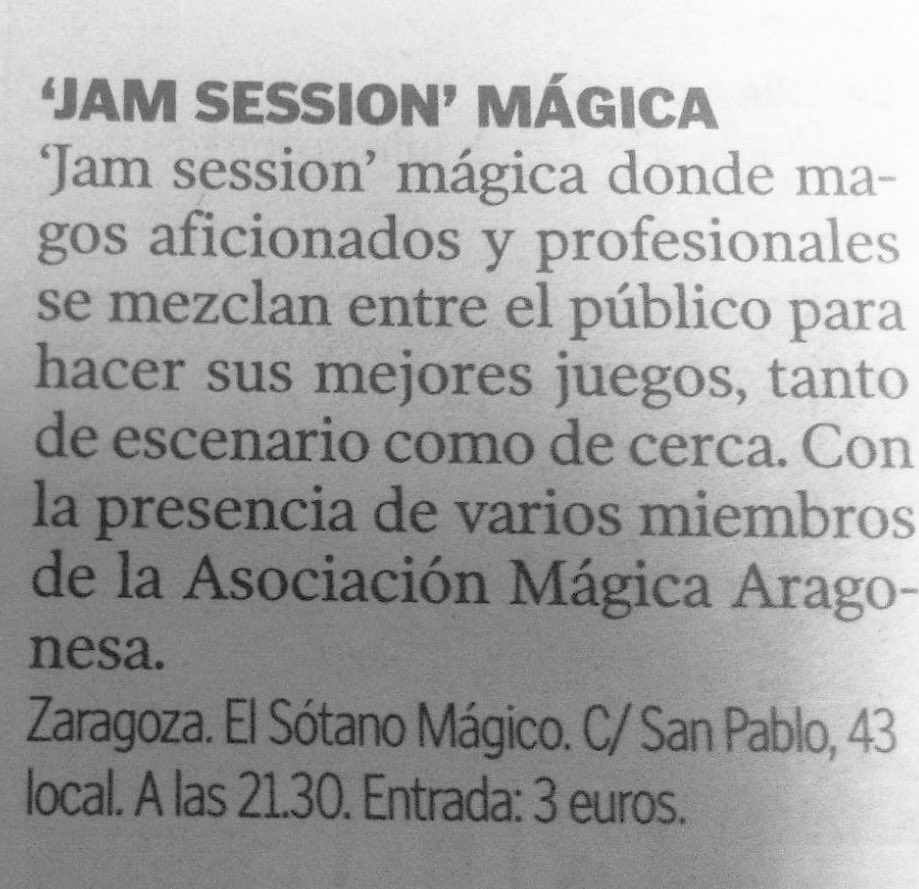 ElSotanoMagico's tweet photo. Hoy @heraldoes os recomienda en su agenda cultural la #jamsessionmágica especial #prepilares @FiestasPilarOfi @FiestasPilarZGZ https://t.co/L46edPLW2g
