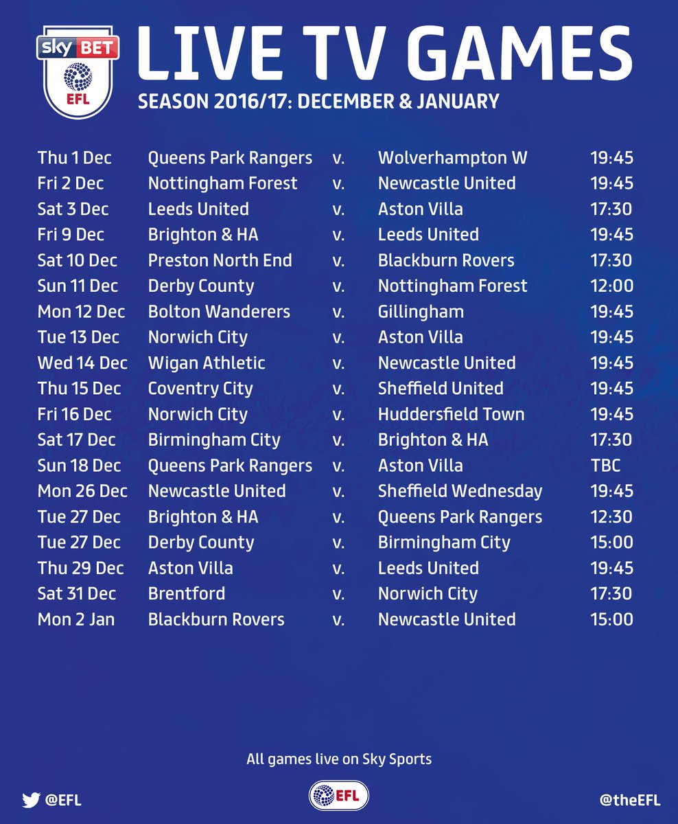 EFL on Twitter "TV GAMES! 📺 SkySports