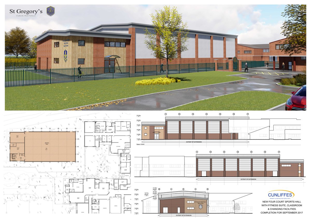 We're excited for phase 1 at St Gregory's High School consisting of a new build sports hall to go on site early in the new year! Take a look
