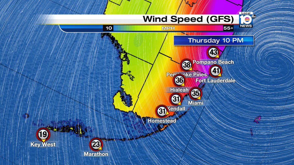 Projected wind speeds associated with #HurricaneMatthew https://t.co/iFw2rQvdDQ