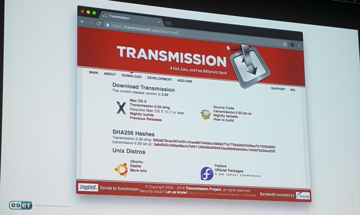 morganhotonnier's tweet image. Le Malware mac #keydnap présenté par @ESET_France aux #AssisesSI était celui embed dans l'app Transmission lors de sa compromission fin aout