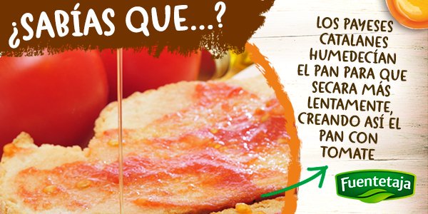 Fuentetaja_es's tweet photo. #SabiasQue...El #pancontomate fué inventado por los payeses catalanes, con el fin de que se endureciera más lentamente. #Curiosidades 🤔🍴 https://t.co/VKPDKoaYMr
