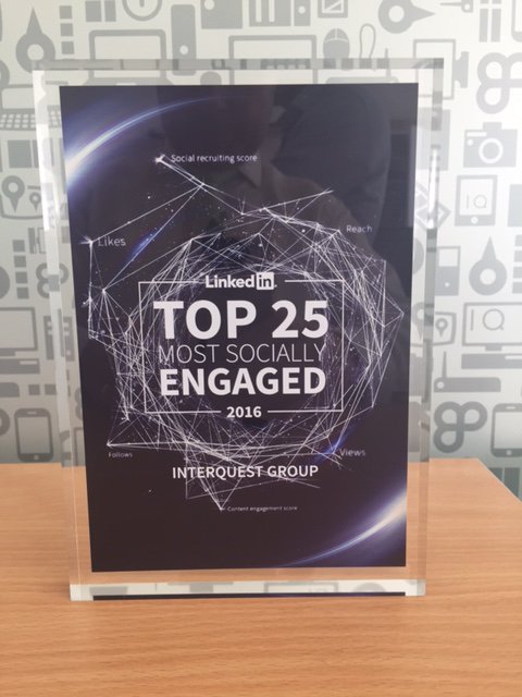 InterQuestGroup's tweet photo. .@LinkedIn have included us in their top 25 most socially engaged! Read more here ---> https://t.co/OqPemVlGDC #recruitment #award #social https://t.co/xelcUTIHTf