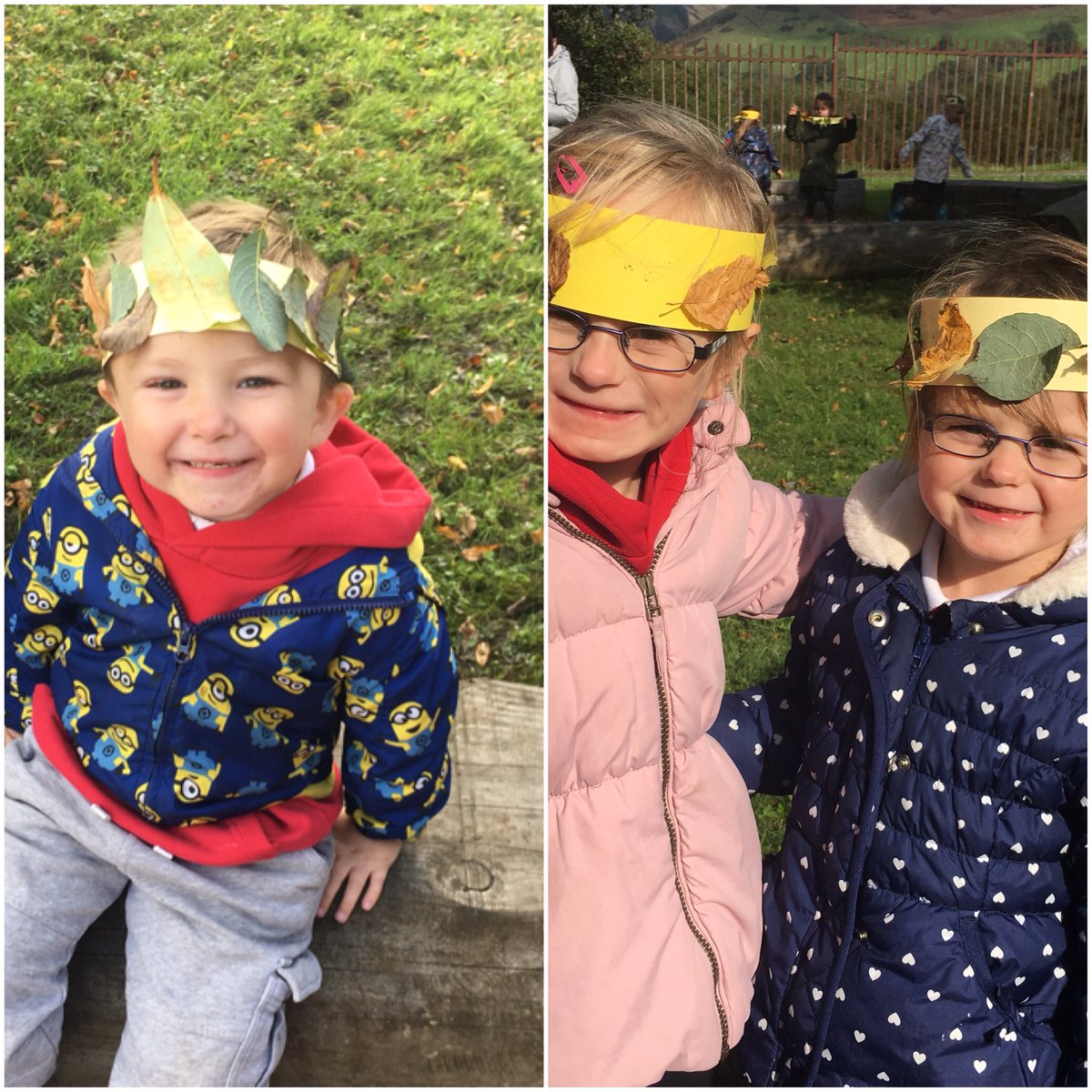 CroeserwPrimary's tweet photo. We enjoyed a welly walk and making leaf crowns this week#Rec/1 #LSC2 https://t.co/tMi0UHhwcY