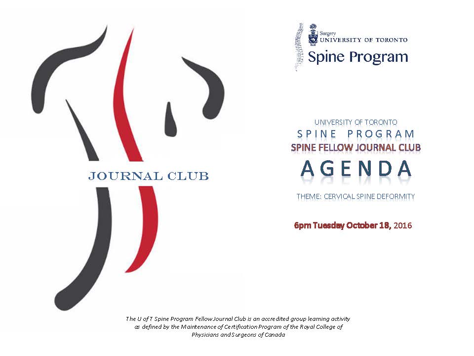 UofTSpine's tweet image. our #SpineJournalClub &apos;s theme on Oct 18th is &quot;Cervical Spine Deformity&quot; with the lead of our spine fellows Drs JC Murray and So Kato
