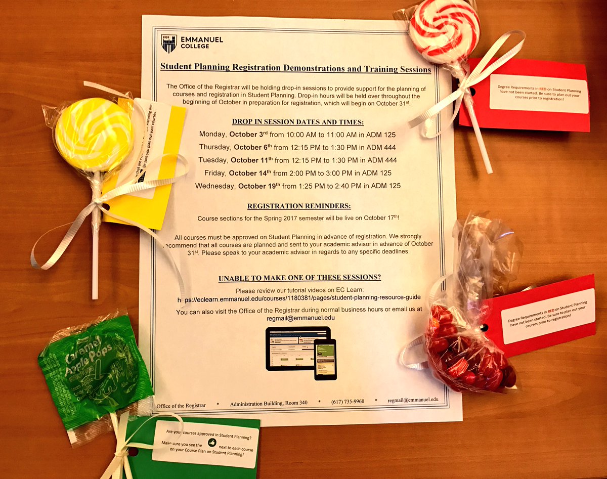 RegistrarEC's tweet photo. There will be another drop in Student Planning Training Session today at 12:15 PM in ADM 444! We will have candy! 🍭🍬 https://t.co/P3ErO2vzbK