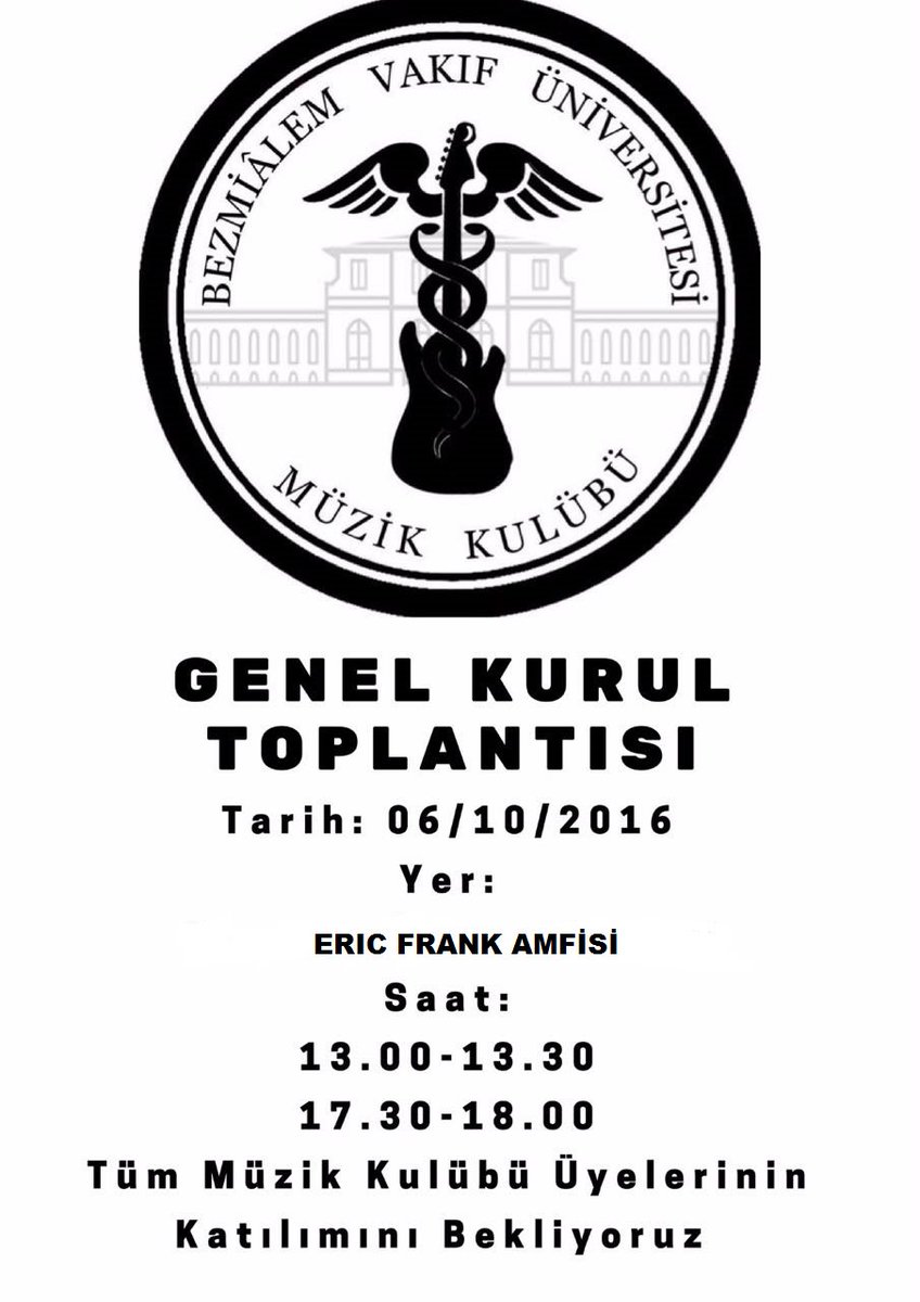 BezmialemSKS's tweet photo. @bavumuzik kulübümüz hakkında bilgi alıp, üye olmak isteyen bütün öğrencilerimiz genel kurul toplantısına davetlidir. https://t.co/Csl5gOGIqk