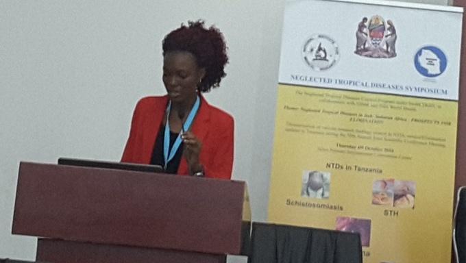 NIMR_Tanzania's tweet photo. Happiness,a Masters student from SUA, talks on the current epidemiological assessment of bancroftian filariasis in Tanga Tanzania. #2016AJSC https://t.co/2kl6zfO8eJ